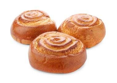 Lezzetli çörekler beyaza izole edilmiş. Ev yapımı pasta.