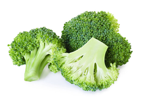 Fresh raw green broccoli isolated on white