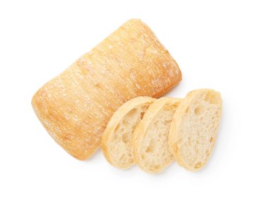 Lezzetli taze ciabatalar beyaz, üst manzara