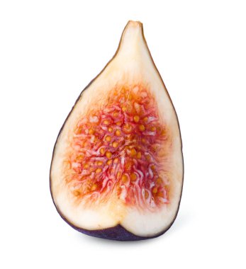 Olgun incir parçası beyazda izole edilmiş.