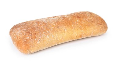 Lezzetli taze bir ciabatta. Beyaza izole edilmiş.