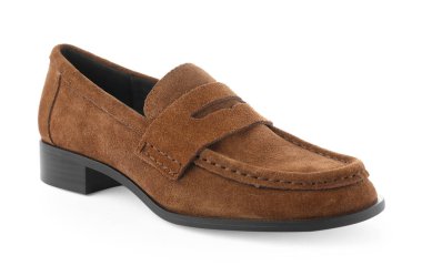 One stylish brown shoe isolated on white