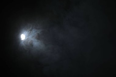 Professional lighting equipment without reflector and smoke on dark background. Space for text
