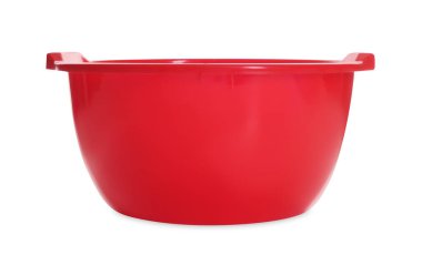 One red plastic basin isolated on white