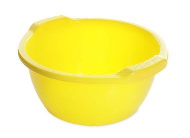 One yellow plastic basin isolated on white