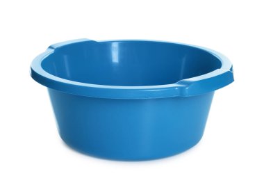 One blue plastic basin isolated on white