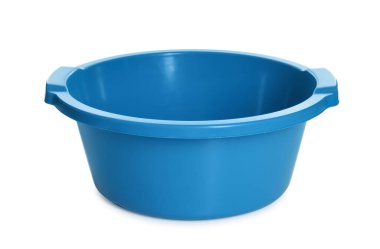 One blue plastic basin isolated on white
