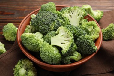 Tabakta taze çiğ brokoli, yakın plan.