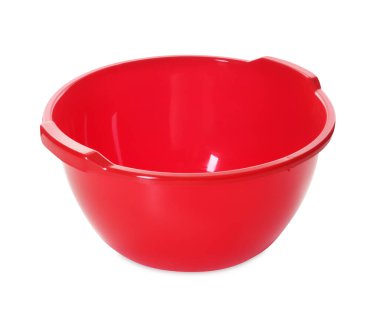 One red plastic basin isolated on white