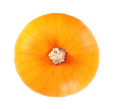 Ripe pumpkin isolated on white, top view