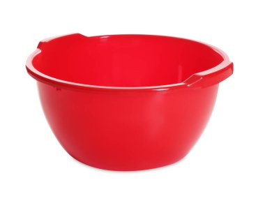 One red plastic basin isolated on white