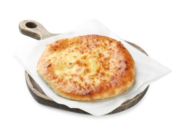 One delicious Megrelian khachapuri isolated on white