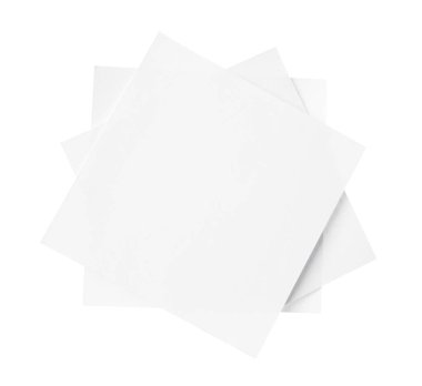 Boş kağıt notlar beyaz, üst görünümde izole