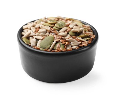 Beyaza izole edilmiş farklı tohumların karışımı.