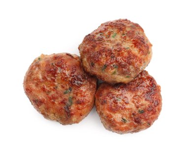 Lezzetli kavrulmuş et köfteleri, beyaz, üst manzara