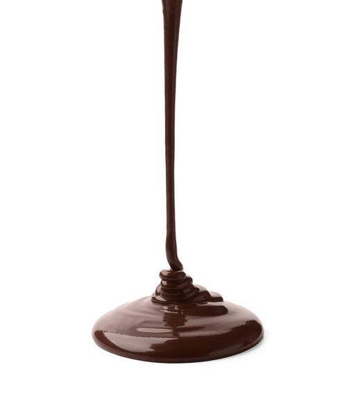 Вкусный расплавленный шоколад на белом фоне