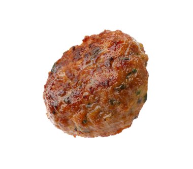 Bir kızarmış et köftesi, beyaza izole edilmiş.