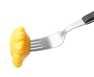 Beyaz üzerine izole edilmiş turşulu köfte kabağı ile çatal