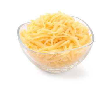 Beyazlar üzerinde izole edilmiş ızgara peynir.