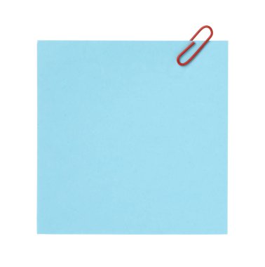Blank paper note with clip isolated on white