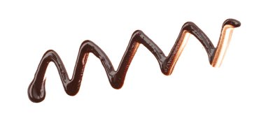 Beyaz, üst görünümde izole edilmiş lezzetli erimiş çikolata örneği.