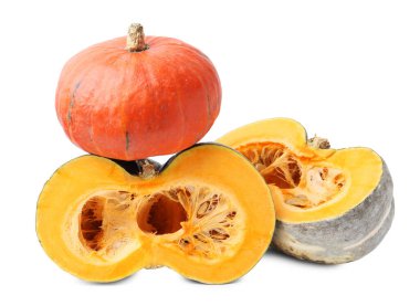 Bembeyaz balkabaklarının tamamı ve kesimi. Su kabağı ailesi