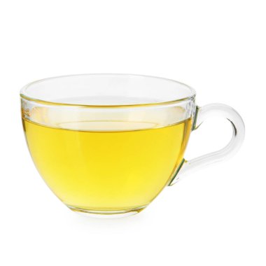 Beyaz üzerine izole edilmiş bir fincan lezzetli çay