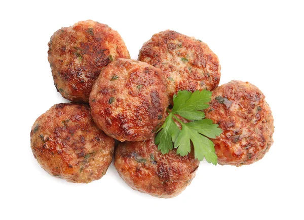 Maydanozlu leziz köfteler beyaz, üst manzara