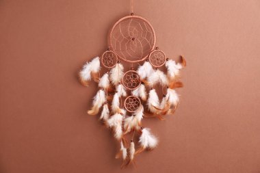 Kahverengi arka planda asılı güzel bir düş kapanı