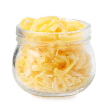 Kavanozda rendelenmiş peynir.