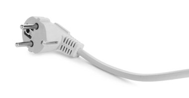 Fişi beyaza izole edilmiş gri kablo