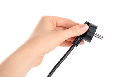 Beyaz arkaplanda tıpa tutan kadın, yakın plan