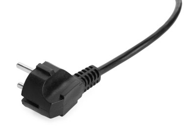 Beyaz üzerine izole edilmiş siyah kablo