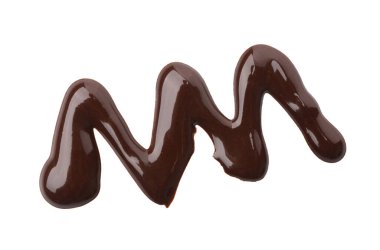 Beyaza izole edilmiş lezzetli eritilmiş çikolata örneği.