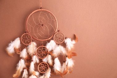 Kahverengi arkaplanda asılı güzel düş kapanı, metin için boşluk