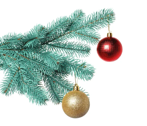 Beyaz süslemeli Noel ağacı dalı