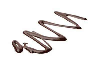 Beyaza izole edilmiş lezzetli eritilmiş çikolata örneği.