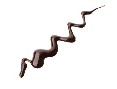 Beyaza izole edilmiş lezzetli eritilmiş çikolata örneği.