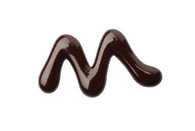 Beyaz, üst görünümde izole edilmiş lezzetli erimiş çikolata örneği.