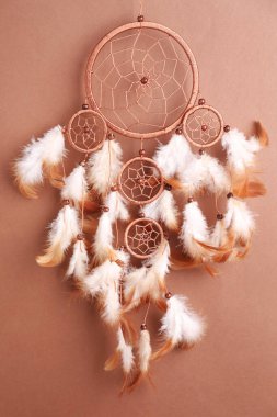 Kahverengi arka planda asılı güzel bir düş kapanı