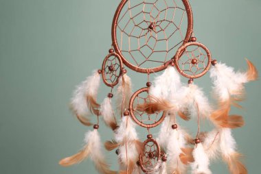 Renkli arka planda güzel bir düş kapanı, yakın plan. Metin için boşluk