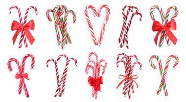 Noel şeker kamışları beyazlar üzerinde izole, set