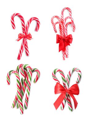 Noel şeker kamışları beyazlar üzerinde izole, set