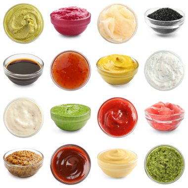 Beyazlara ayrılmış çeşitli çeşniler.