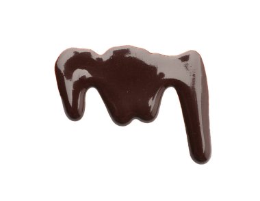 Beyaz arka planda tatlı erimiş çikolata akışı