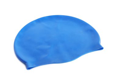 Bir mavi yüzme şapkası beyaza izole edilmiş.