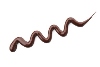 Beyaz, üst görünümde izole edilmiş lezzetli erimiş çikolata örneği.