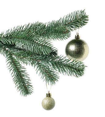 Beyaz süslemeli Noel ağacı dalı