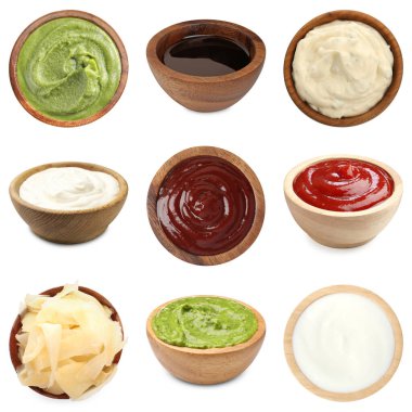 Beyazlara ayrılmış çeşitli çeşniler.