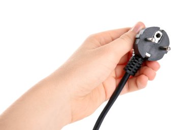 Beyaz arkaplanda tıpa tutan kadın, yakın plan